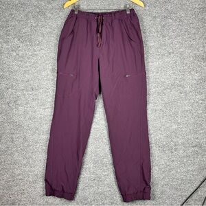 Eddie Bauer Fleece Lined Jogger Pants Women 10 Purple Drawstring Cargo
